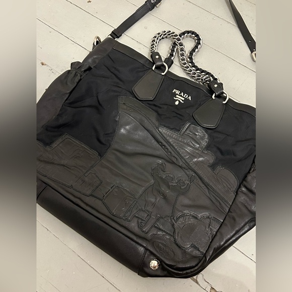 PRADA - RARE Limited Edition Canvas and Leather Handbag - Picture 2 of 9